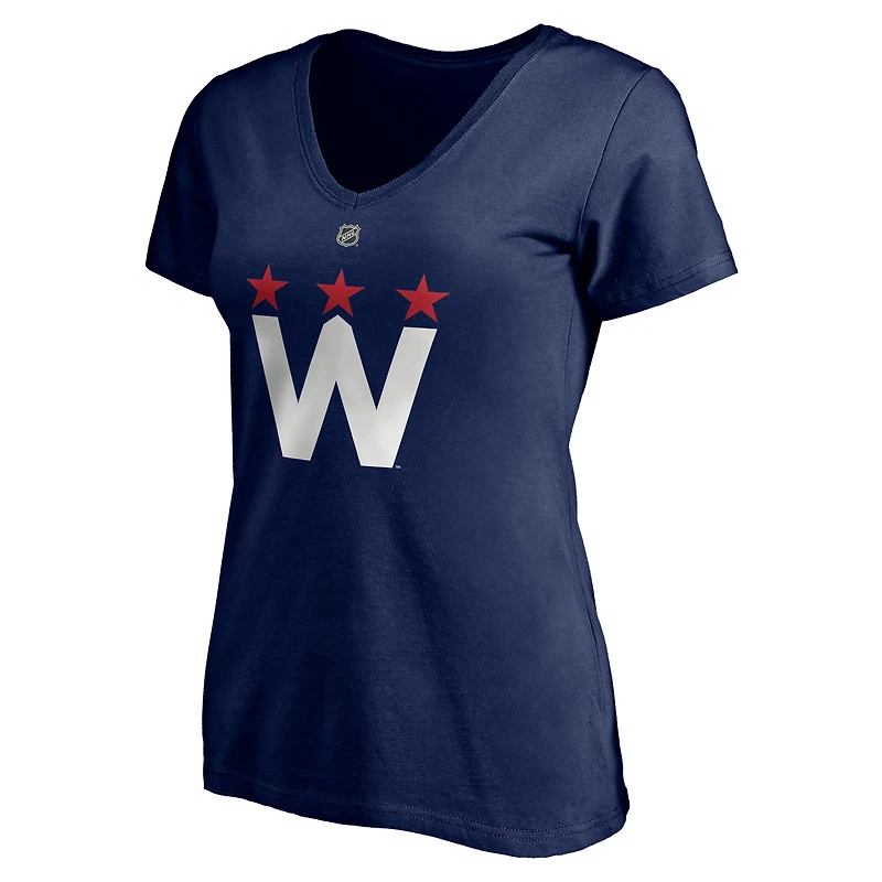 Women's Fanatics Tom Wilson Navy Washington Capitals 2020/21 Alternate Authentic Stack Name & Number V-Neck T-Shirt