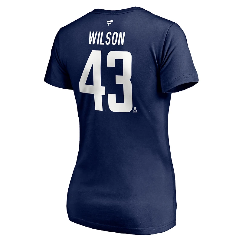 Women's Fanatics Tom Wilson Navy Washington Capitals 2020/21 Alternate Authentic Stack Name & Number V-Neck T-Shirt