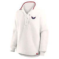 Pull à demi-boutons-pression en sherpa Rush blanc Washington Capitals de Fanatics pour femmes