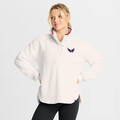 Pull à demi-boutons-pression en sherpa Rush blanc Washington Capitals de Fanatics pour femmes
