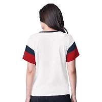 T-shirt surdimensionné à col en V et strass G-III 4Her de Carl Banks pour femme, motif Washington Capitals, blanc