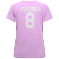 T-shirt pour femme Levelwear Alexander Ovechkin lavande avec nom et numéro de l'hymne du hockey sur glace des Washington Capitals