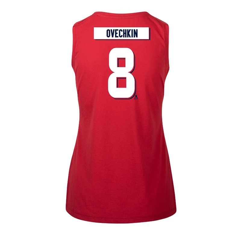 Débardeur rouge pour femmes Levelwear Alexander Ovechkin, nom et numéro du joueur Macy des Capitals de Washington