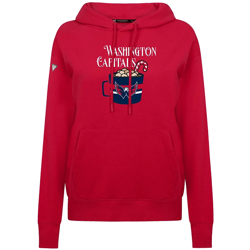 Women's Levelwear Red Washington Capitals Mellow Holiday Adorn Hoodie