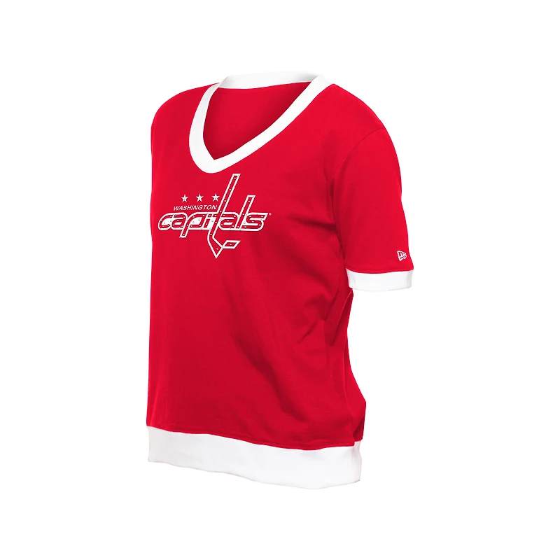 T-shirt rouge à strass Game Day des Washington Capitals de New Era pour femme