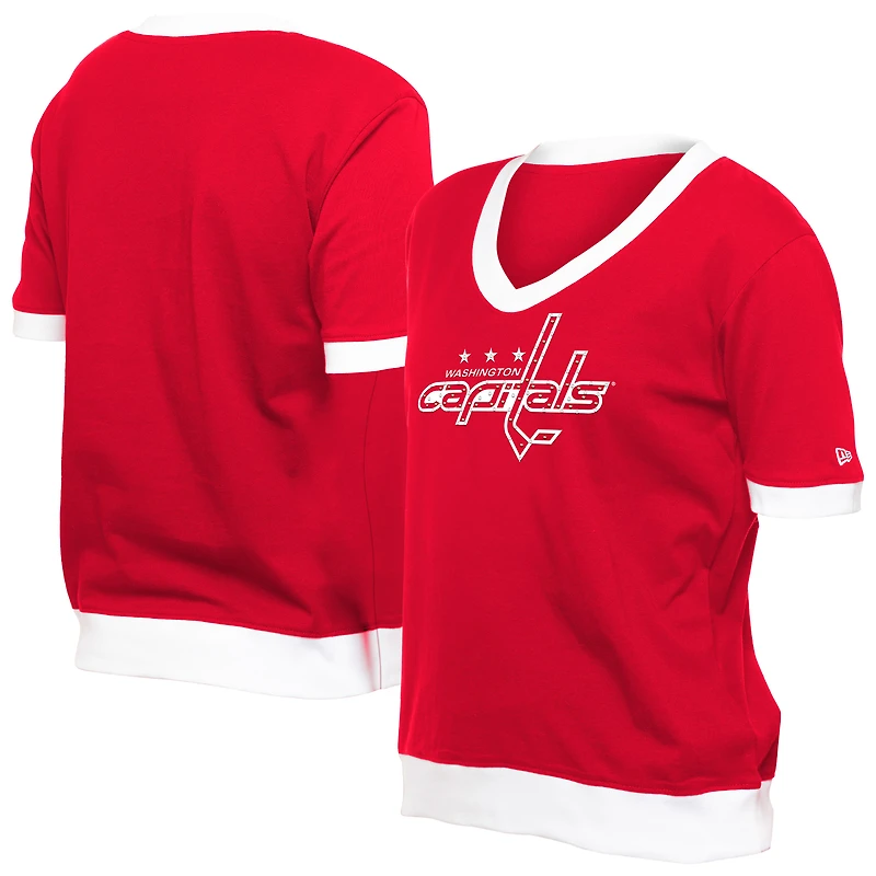 T-shirt rouge à strass Game Day des Washington Capitals de New Era pour femme