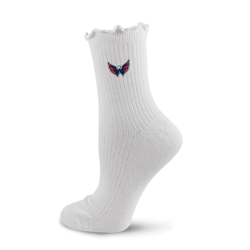 Women's PRO Compression  White Washington Capitals Logo Lettuce Hem Quarter Socks
