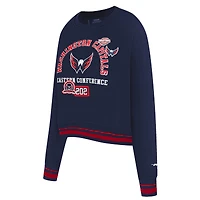Sweat-shirt court Pro Standard bleu marine pour femme avec code régional des Washington Capitals