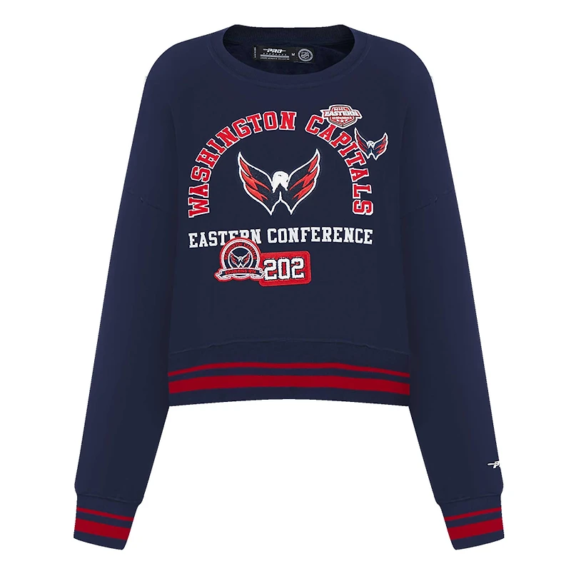 Sweat-shirt court Pro Standard bleu marine pour femme avec code régional des Washington Capitals