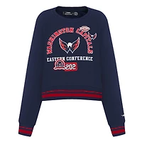 Sweat-shirt court Pro Standard bleu marine pour femme avec code régional des Washington Capitals