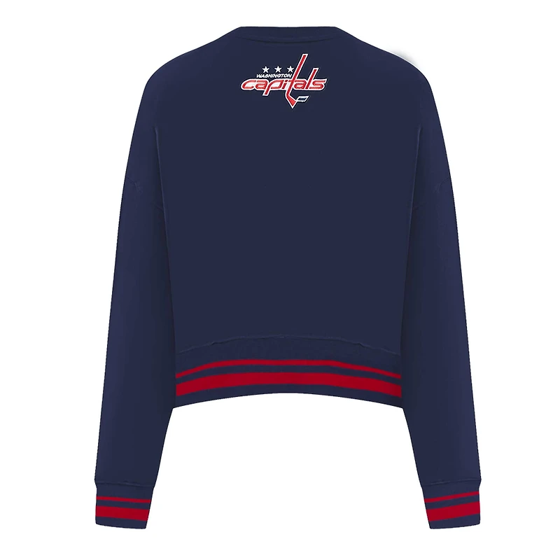Sweat-shirt court Pro Standard bleu marine pour femme avec code régional des Washington Capitals