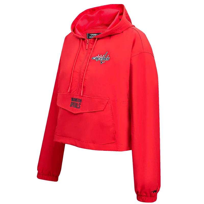 Coupe-vent court classique à demi-zip Pro Standard pour femmes, rouge des Washington Capitals