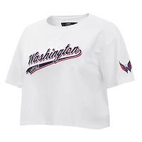 T-shirt court Pro Standard blanc Washington Capitals Boxy Script Tail pour femmes