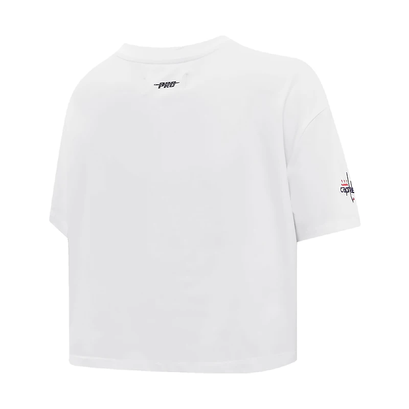 T-shirt court Pro Standard blanc Washington Capitals Boxy Script Tail pour femmes