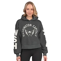 Sweat à capuche court en polaire Starter pour femme, couleur gris anthracite chiné, modèle Star Player des Washington Capitals.