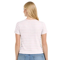T-shirt rayé rose pastel pour femme Starter Washington Capitals