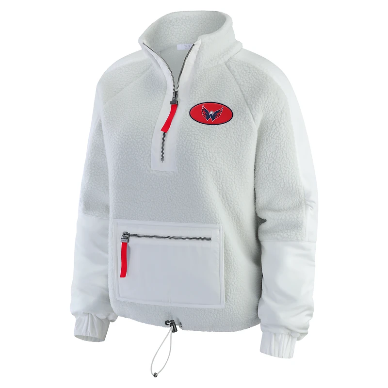 Women's WEAR by Erin Andrews Gray Washington Capitals Polar Fleece Quarter-Zip Jacket