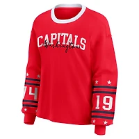 T-shirt de sport à manches longues pour femmes WEAR by Erin Andrews, rouge, Washington Capitals