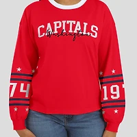 T-shirt de sport à manches longues pour femmes WEAR by Erin Andrews, rouge, Washington Capitals