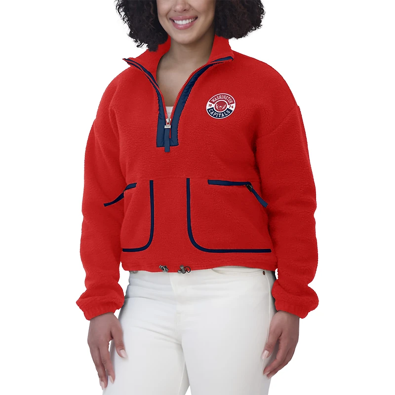Women's WEAR by Erin Andrews  Red Washington Capitals Polar Fleece Half-Zip Jacket