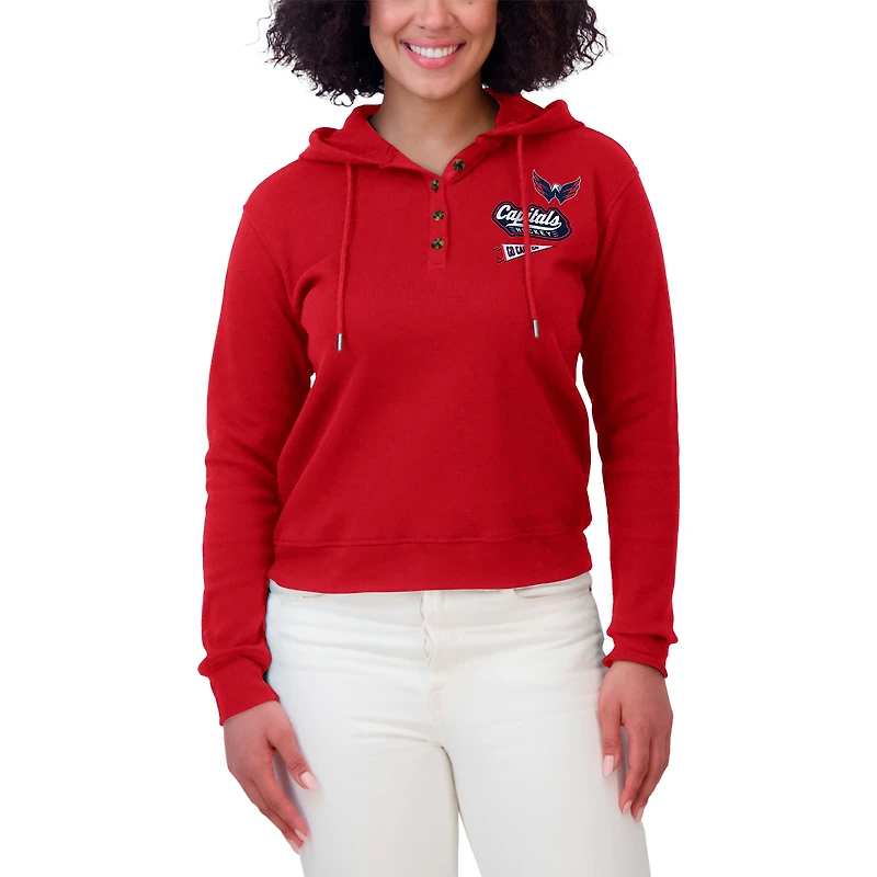 Sweat à capuche en tricot gaufré rouge WEAR by Erin Andrews pour femme des Capitals de Washington