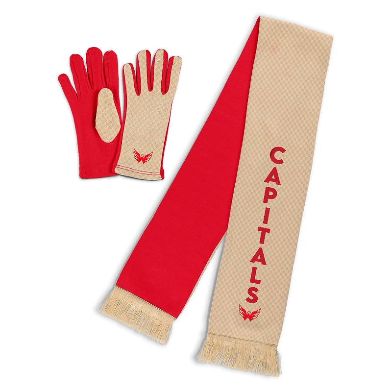 Women's WEAR by Erin Andrews Washington Capitals Tonal Microcheck Scarf & Glove Set
