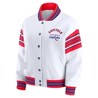 Women's WEAR by Erin Andrews White/Red Washington Capitals Full-Snap Fleece Sweatshirt Jacket