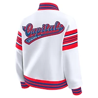 Women's WEAR by Erin Andrews White/Red Washington Capitals Full-Snap Fleece Sweatshirt Jacket
