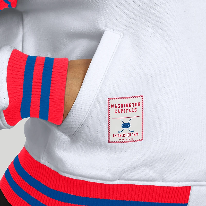 Women's WEAR by Erin Andrews White/Red Washington Capitals Full-Snap Fleece Sweatshirt Jacket