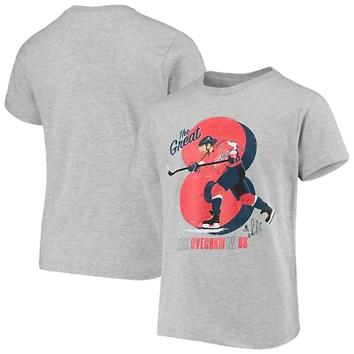 T-shirt de joueur local des Capitals Washington Alexander Ovechkin gris chiné pour jeune