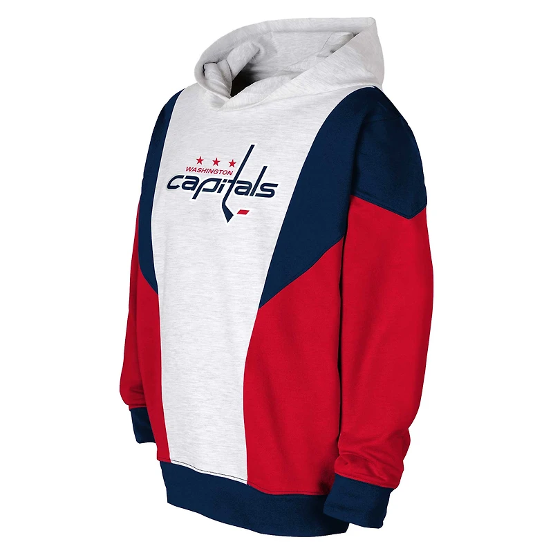 Sweat à capuche en polaire pour jeunes Ash/Navy Washington Capitals Champion League