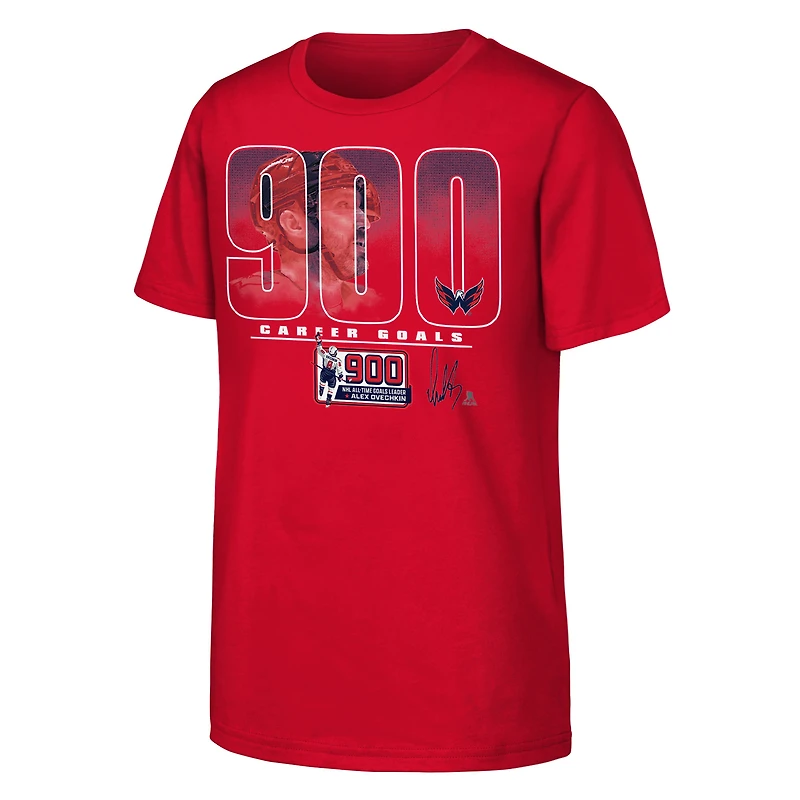 T-shirt Youth Fanatics Alexander Ovechkin Red Washington Capitals 900e but en carrière