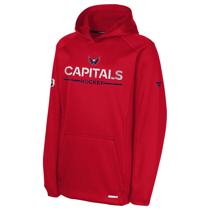 Youth Fanatics Red Washington Capitals Authentic Pro Rink Raglan Hoodie