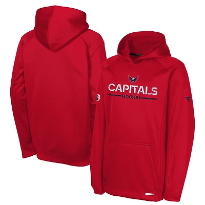 Youth Fanatics Red Washington Capitals Authentic Pro Rink Raglan Hoodie