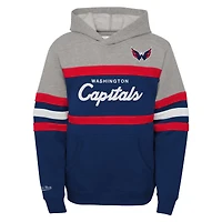 Chandail à capuchon d'entraîneur-chef des Capitals de Washington Mitchell & Ness pour jeunes, bleu marine