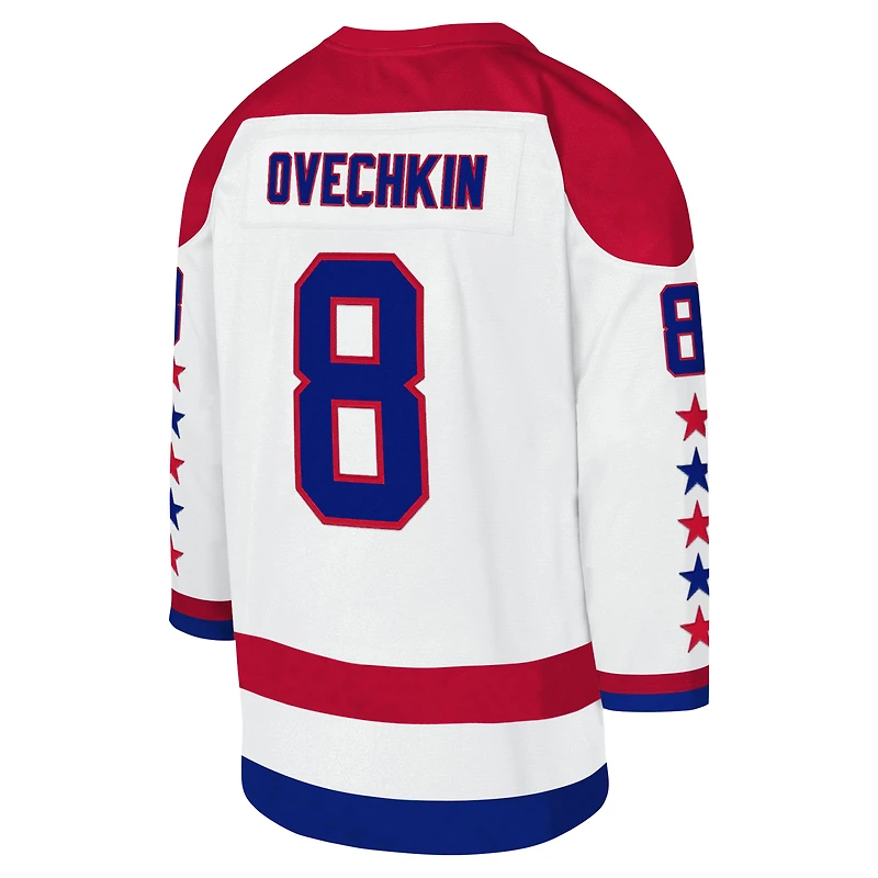 Maillot de joueur blanc Mitchell & Ness Alexander Ovechkin des Capitals Washington 2012-13 Blue Line Captain Patch