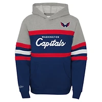 Chandail à capuchon gris Mitchell & Ness pour entraîneur-chef des Capitals de Washington jeunes