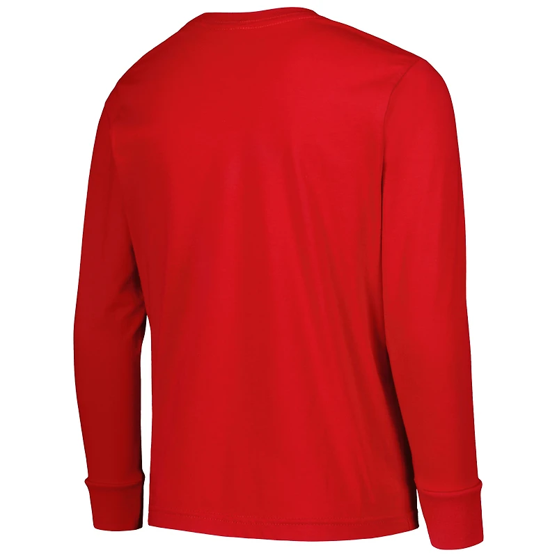 Youth Mitchell & Ness Red Washington Capitals Throwback Logo Long Sleeve T-Shirt
