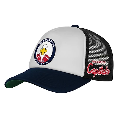 Youth Mitchell & Ness  White Washington Capitals Mascot Adjustable Trucker Hat