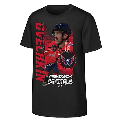 T-shirt noir Youth Outerstuff Alexander Ovechkin, meneur de jeu des Capitals Washington