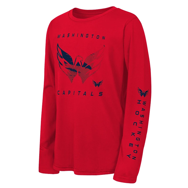 T-shirt à manches longues rouge Youth Outerstuff Washington Capitals « Saisissez la victoire »
