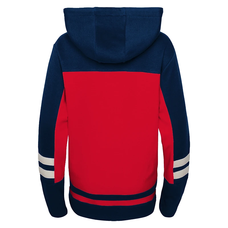 Youth Red Washington Capitals Ageless Revisited Lace-Up V-Neck Pullover Hoodie