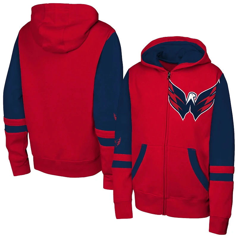 Sweat à capuche entièrement zippé pour jeunes Washington Capitals Face Off Red