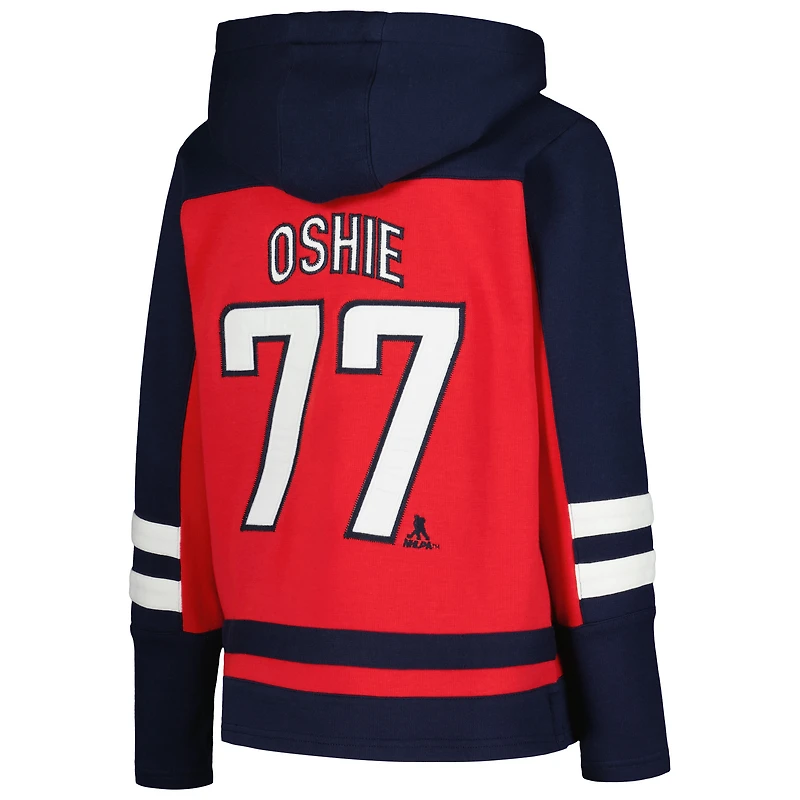Sweat à capuche rouge avec nom et numéro pour jeune TJ Oshie des Capitals de Washington, incontournable sans âge