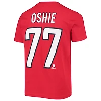 T-shirt TJ Oshie pour jeune avec nom et numéro du joueur des Capitals de Washington, rouge