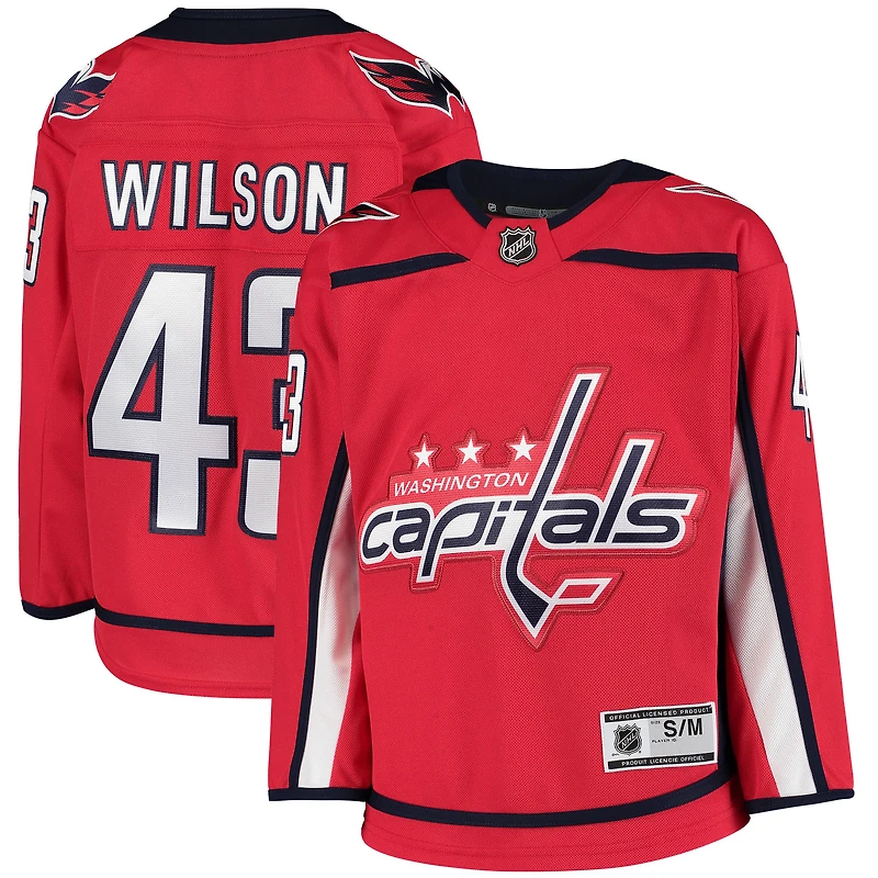 Maillot de joueur Tom Wilson rouge pour jeunes des Capitals Washington à domicile