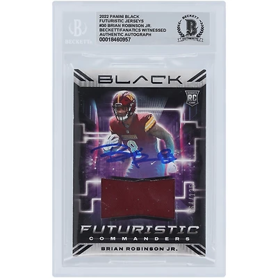 Brian Robinson Jr. Washington Commanders Autographed 2022 Panini Black Futuristic Jersey Relic #30 #/125 Beckett Fanatics Witnessed Authenticated 10 Rookie Card