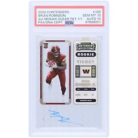 Brian Robinson Jr. Washington Commanders Autographed 2022 Panini Contenders Mosaic Rookie Ticket #106 #1/1 PSA Authenticated 10/10 Rookie Card