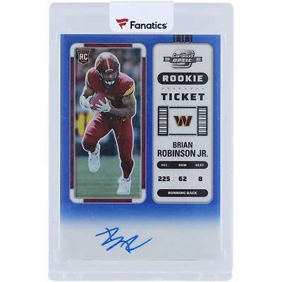 Brian Robinson Jr. Washington Commanders Autographed 2022 Panini Contenders Optic Blue Prizm Rookie Ticket #106 #9/75 Rookie Card
