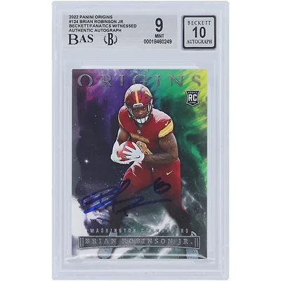Brian Robinson Jr. Washington Commanders Autographed 2022 Panini Origins #124 Beckett Fanatics Witnessed Authenticated 9/10 Rookie Card